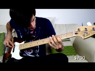 the guy decided to compare the sound of a bass guitar for 100 and 10,000