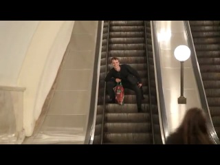 cool teen and escalator