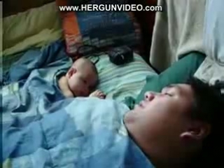 rzhach)) dad does not let the poor baby fall asleep))